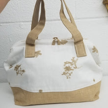 Embroidered Floral White Denim Handbag