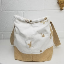 Embroidered Floral White Denim Handbag