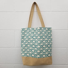 Macrame Aqua Rhombus Print Beach Bag