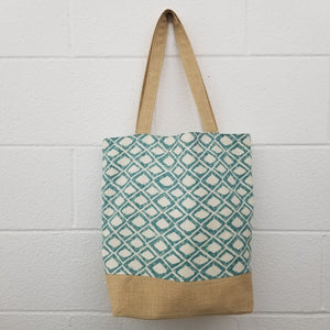 Macrame Aqua Rhombus Print Beach Bag