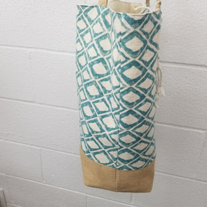 Macrame Aqua Rhombus Print Beach Bag