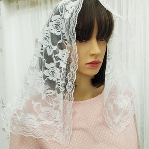 Rose Lace Veil-White