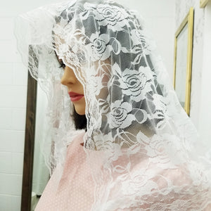 Rose Lace Veil-White