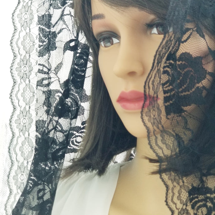 Rose Lace Veil -black