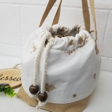 Embroidered Floral White Denim Handbag