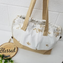 Embroidered Floral White Denim Handbag