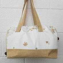 Embroidered Floral White Denim Handbag