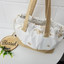 Embroidered Floral White Denim Handbag