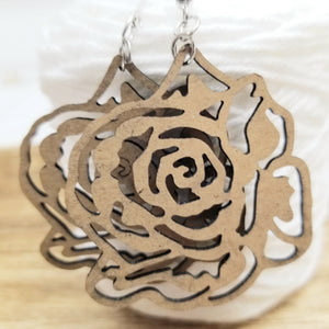 Wooden Flower Cut Out  Hanging Earings