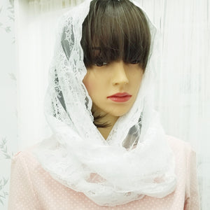 Elegant Lace Veil for Women – Perfect for Rekigious and Special Occasions White