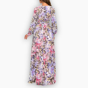 Floral Chiffon Long Sleeve Maxi Dress