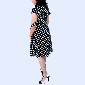 Black and White Polka Dot Midi Dress