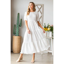 Elegant Bubble Texture Long Dress: White XL