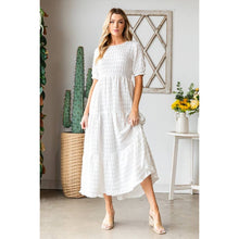 Elegant Bubble Texture Long Dress: White XL