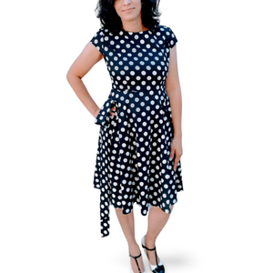 Black and White Polka Dot Midi Dress